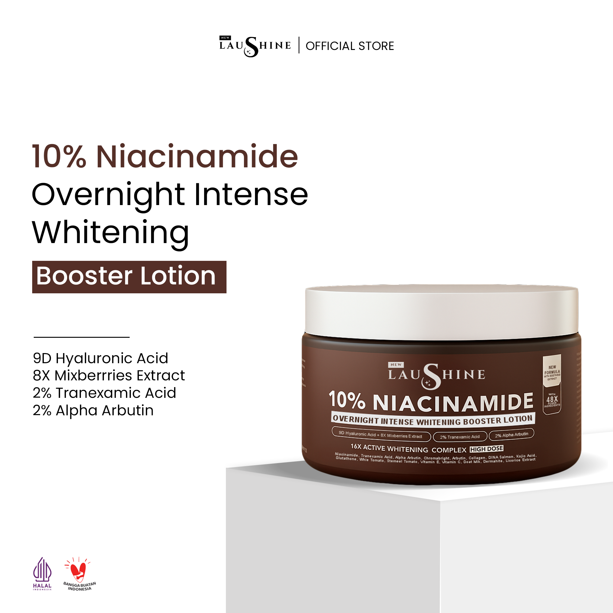 Laushine - Overnight Intense Whitening Booster Lotion Jar