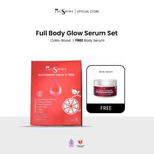 Laushine Full Body Glow Serum Set - Glutaboost colla-c7000 Collagen Drink + Infused Whitening Booster Body Serum