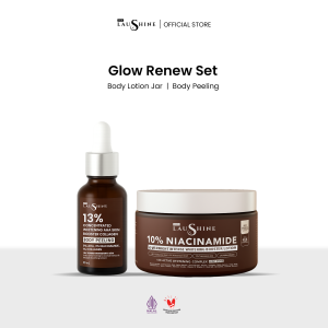 Laushine Glow Renew Set - Bundling Body Lotion Jar + Skin Booster Body Peeling