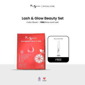 Laushine Lash & Glow Beauty Set - Glutaboost colla-c7000 Collagen Drink + Eyelash Brow and Lash Booster Serum