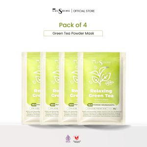 Laushine Paket 4  pcs Masker Wajah Green Tea