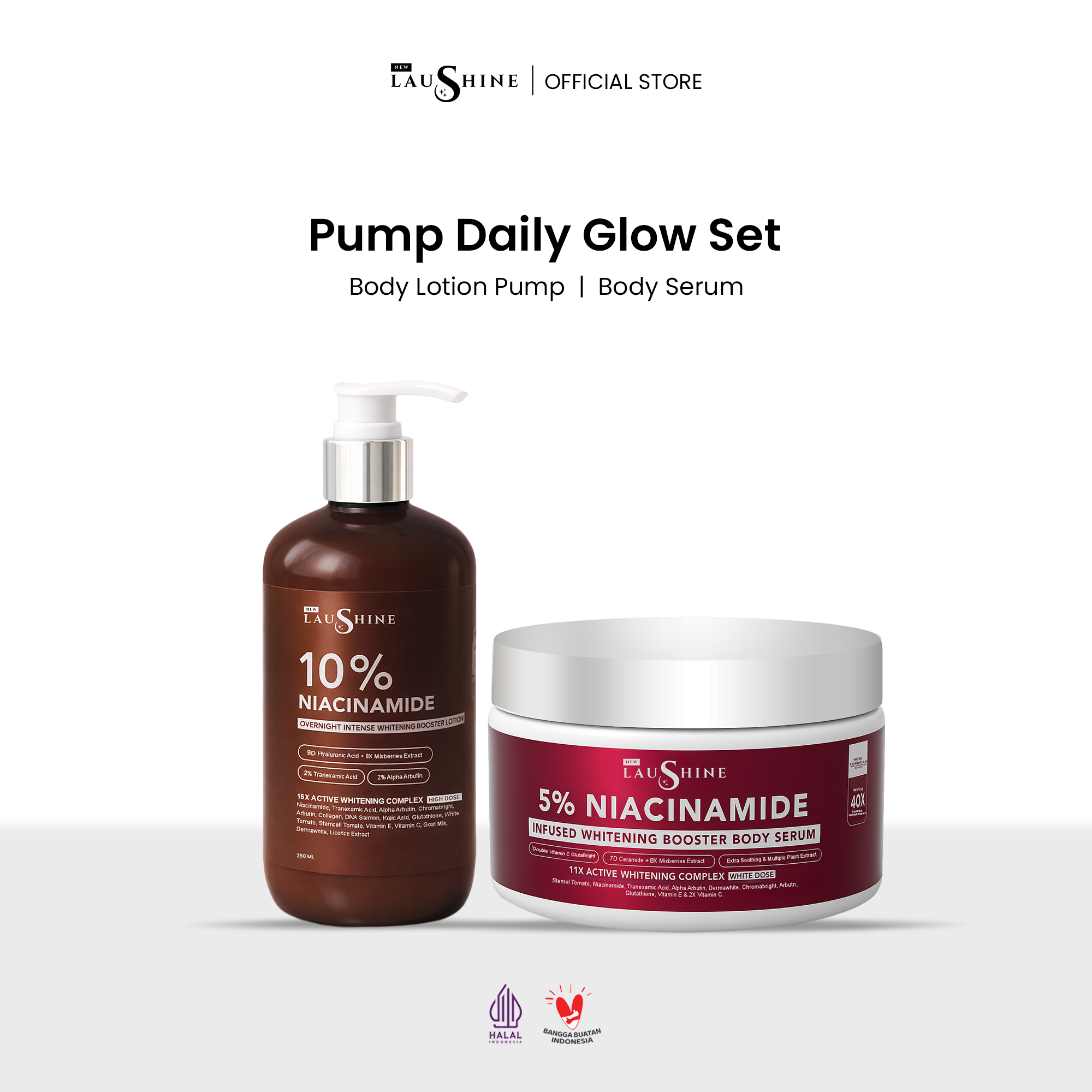 Laushine Pump Daily Glow Set - Body Booster Lotion Pump + Body Serum